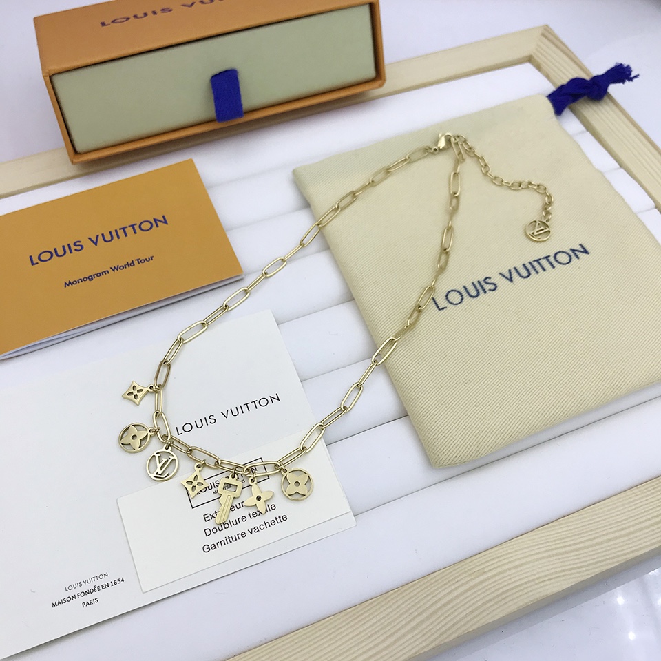 L0vis Vvtt0n Key Big Chain Necklace Gold Tone For Women