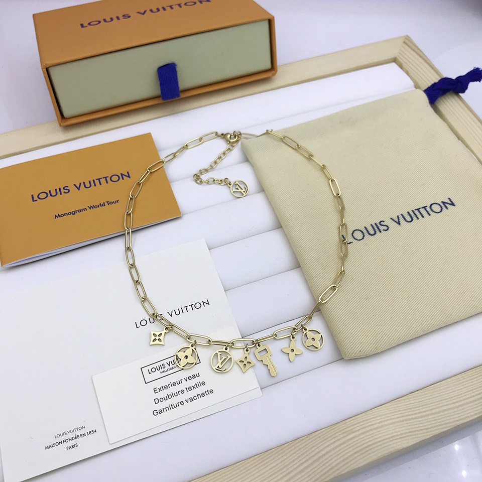 L0vis Vvtt0n Key Big Chain Necklace Gold Tone For Women