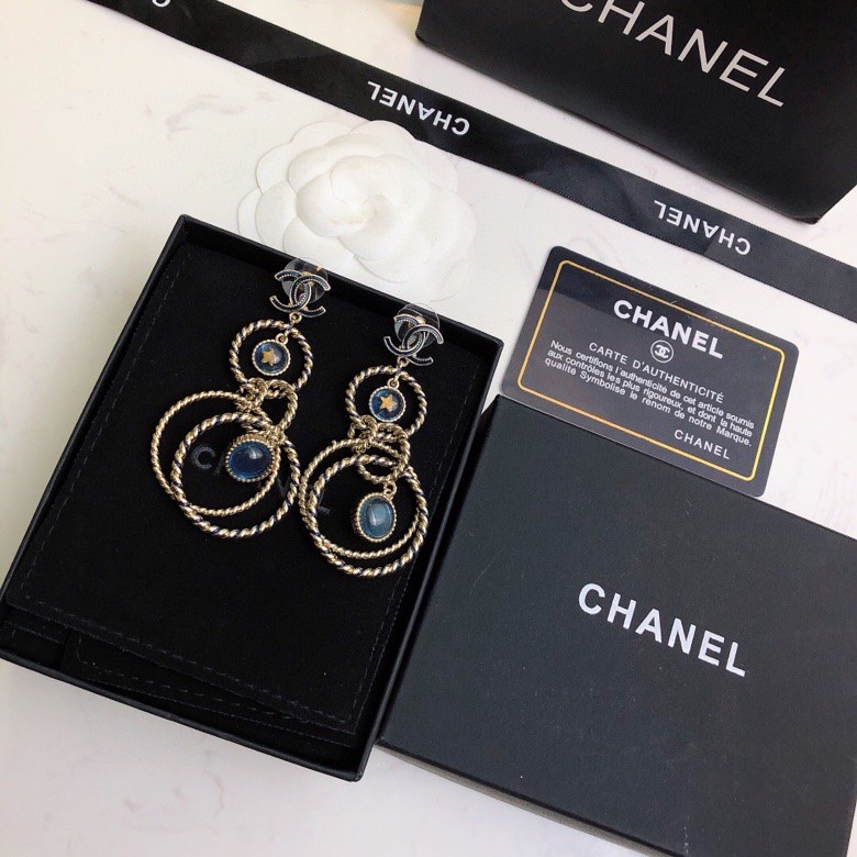 Ch**el Multi Circles Earrings Gold Tone For Women