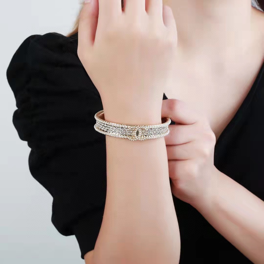 Ch**el Pearls Bracelet Gold For Women