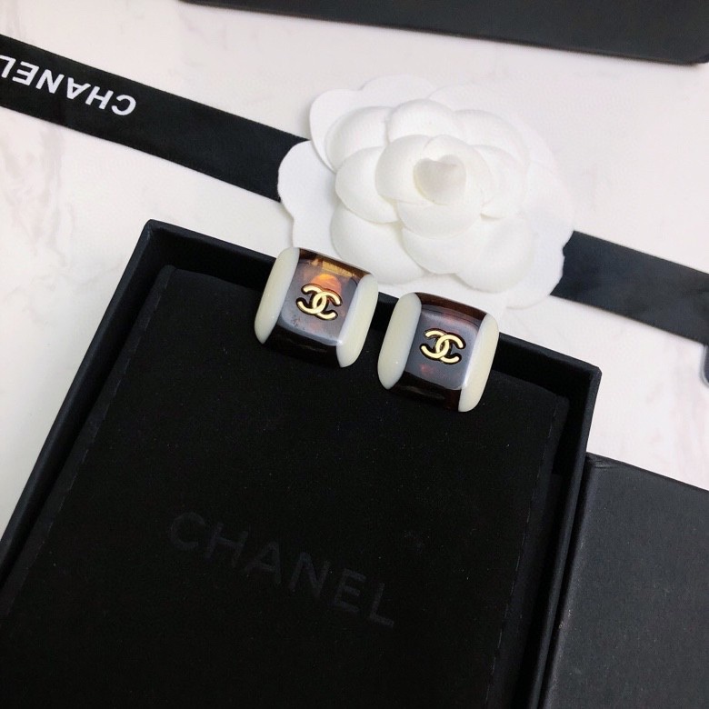 Ch**el Stud Earrings Black For Women