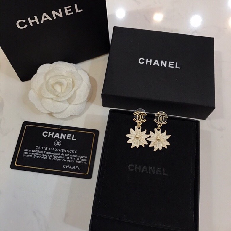 Ch**el Sun Flower Earrings Gold Tone For Women