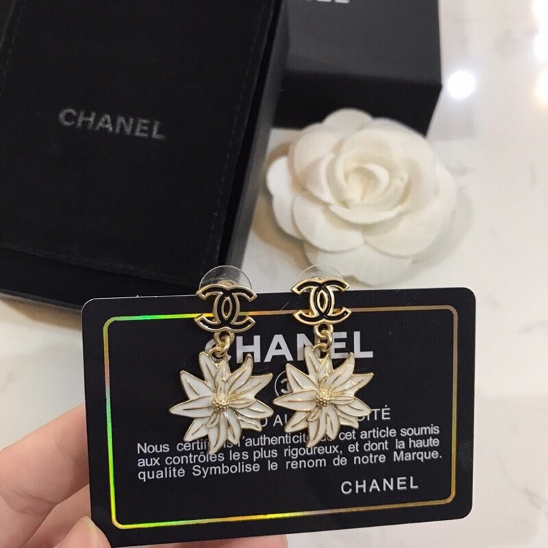 Ch**el Sun Flower Earrings Gold Tone For Women