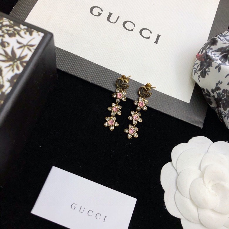 Gvc*1 Triple Flower GG Earrings Gold Tone For Women