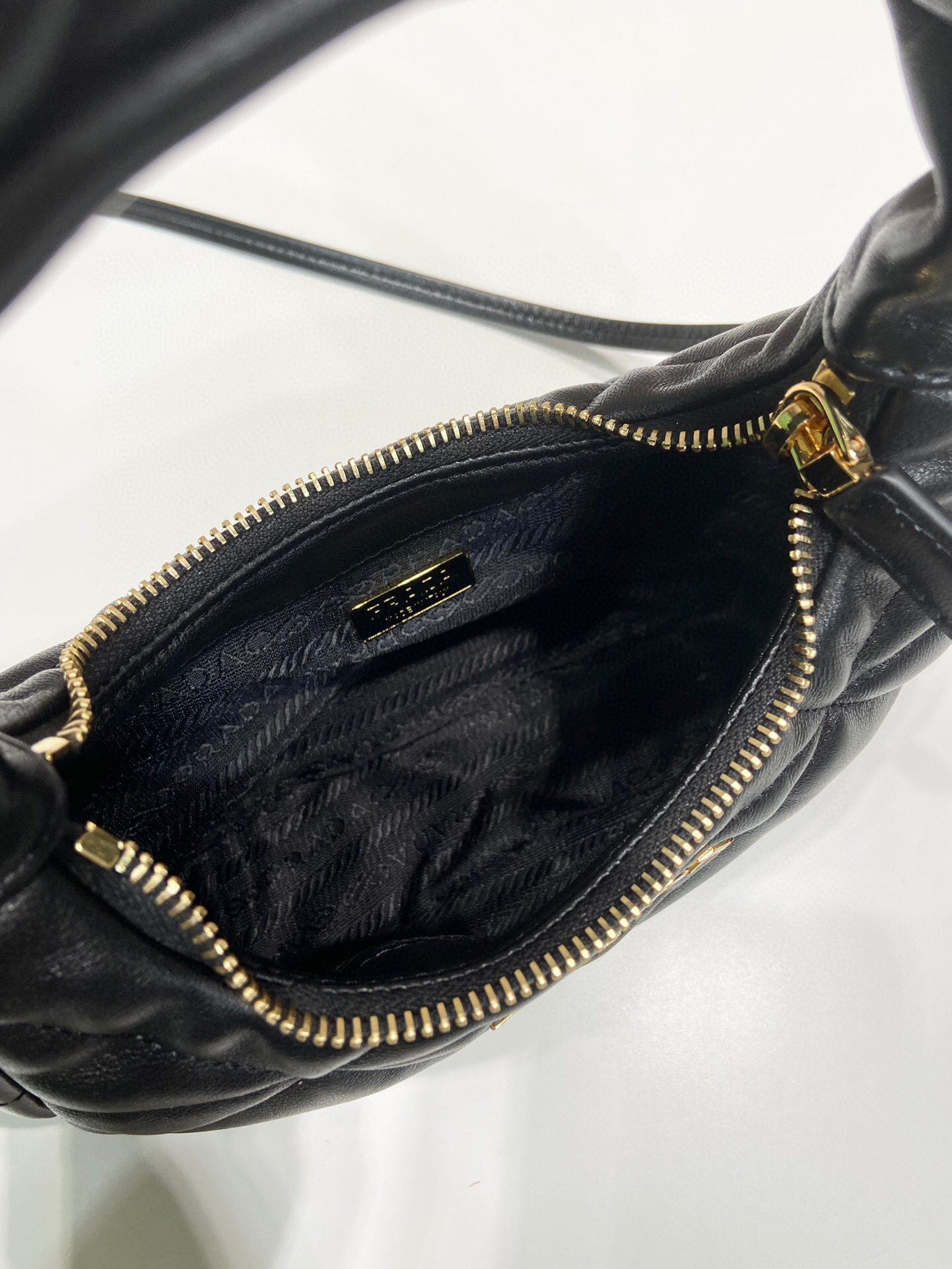Pra*a Quilted Nappa Shoulder Bag In Black For Women 8.3in/ 21cm