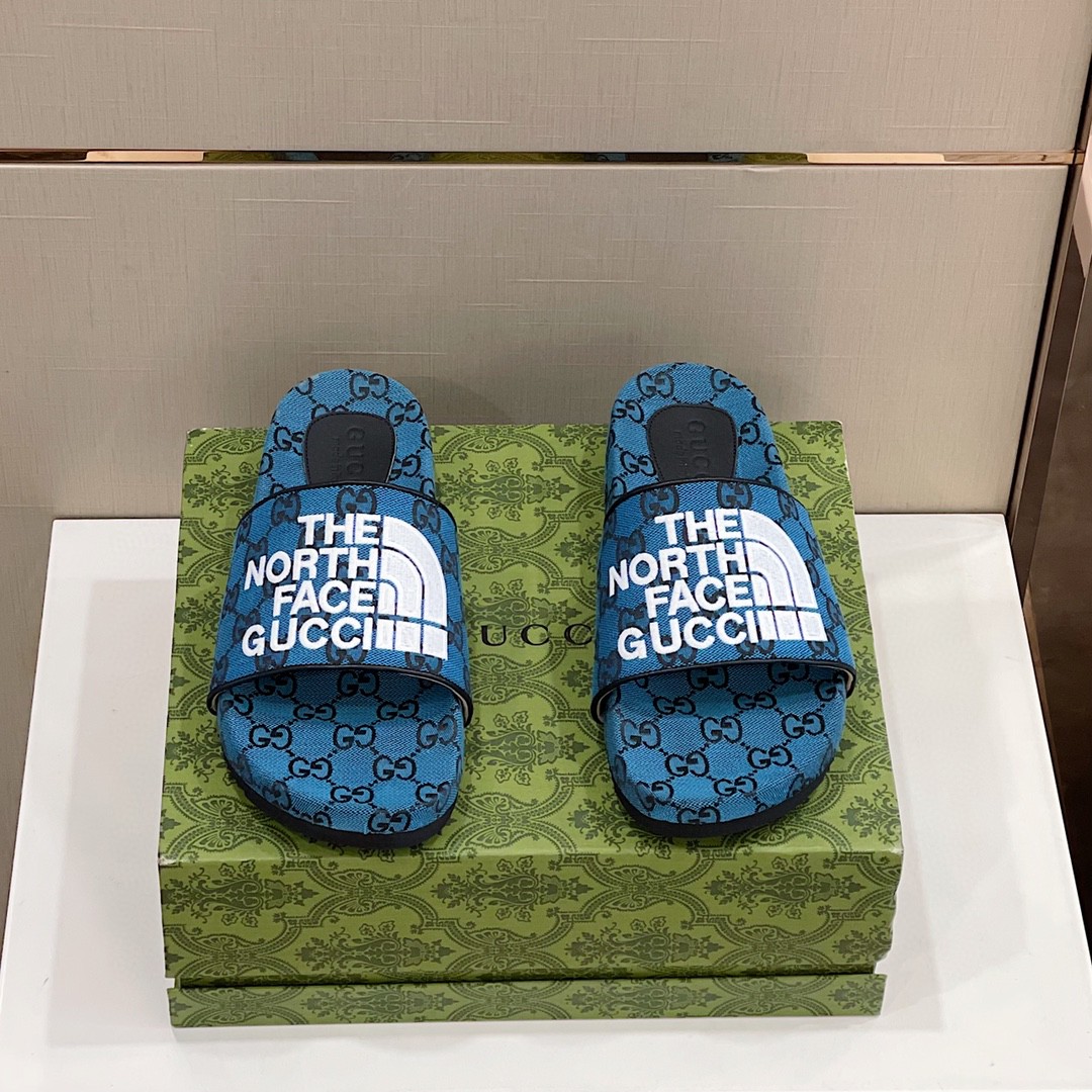 Gvc*1 GG Canvas Slide Sandal Blue For Men