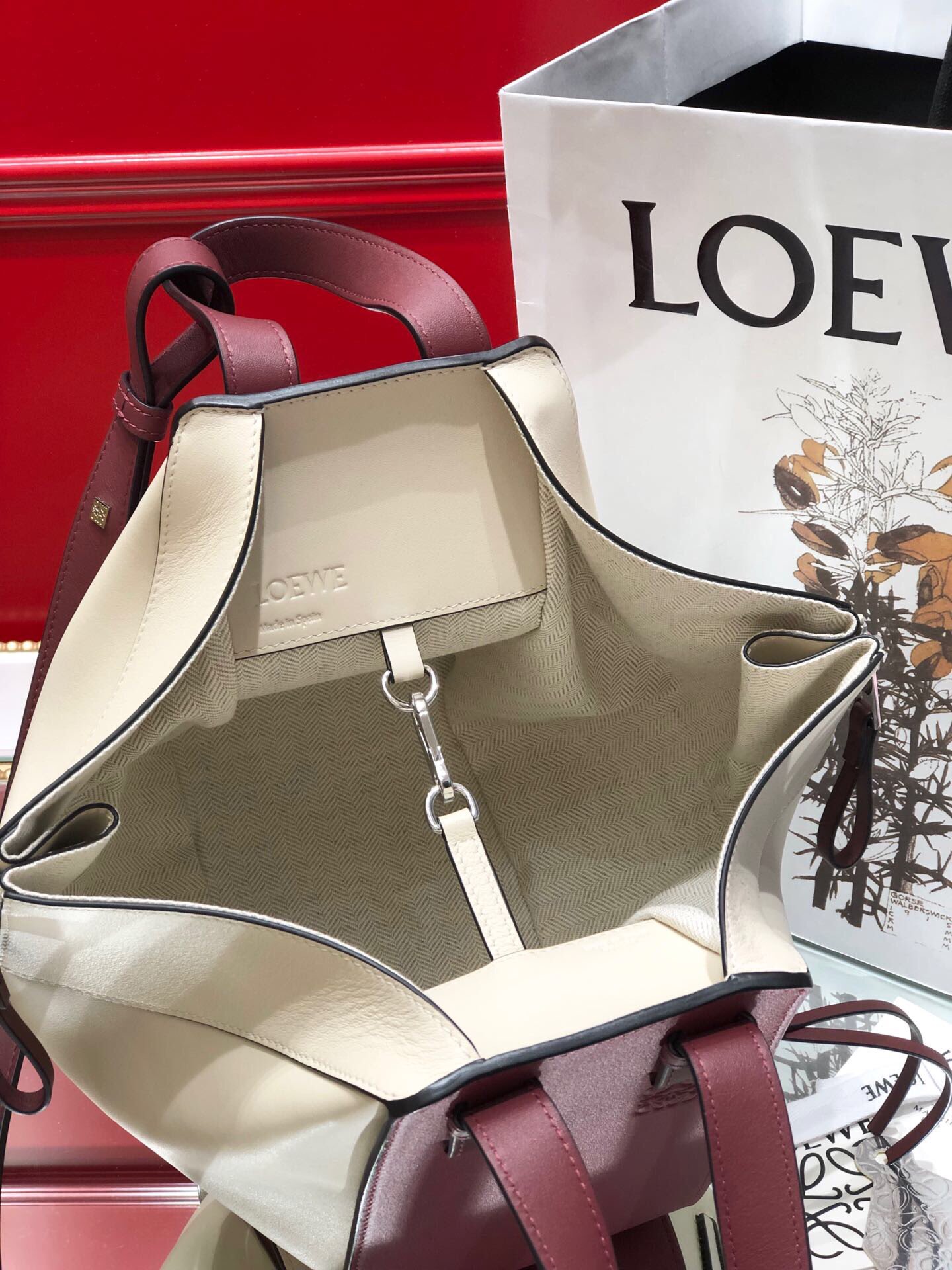 L0ew* Small Hammock Bag Blue/Pink/Beige/White/Brown/Burgundy/Grey For Women 11.8in / 30cm