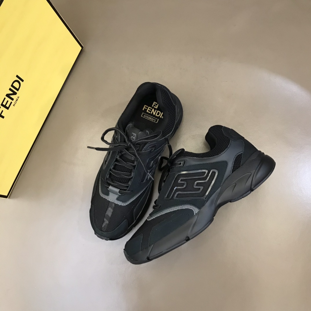 F**di FD Faster Trainers Sneakers Black And White For Men 7E1555AKX6F1ICG