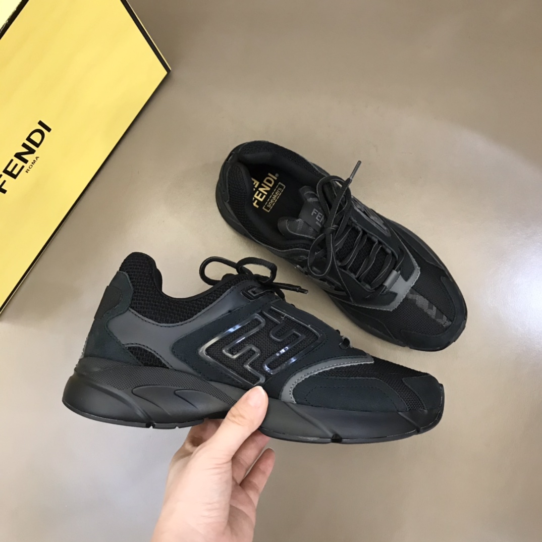 F**di FD Faster Trainers Sneakers Black And White For Men 7E1555AKX6F1ICG