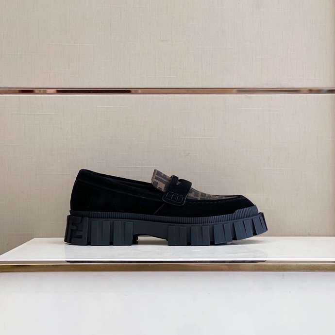 F**di FD O’Lock Nubuck Loafers Brown For Men