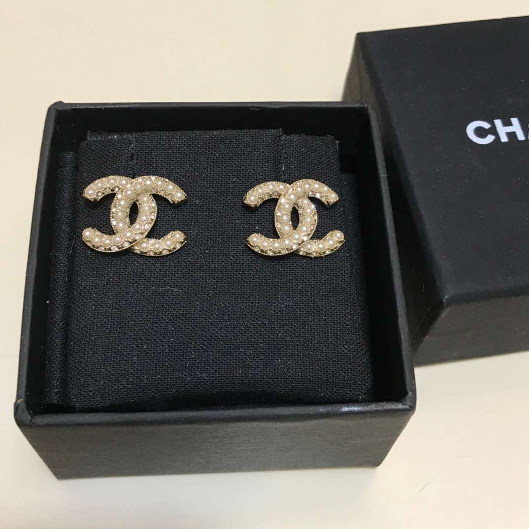 Ch**el Pearl Earrings Gold For Women