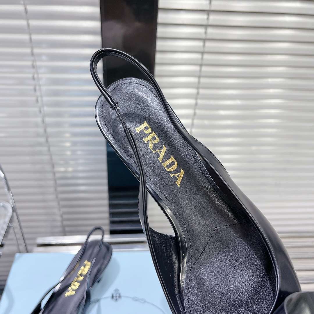 Pra*a Frill Slingback Pumps Black For Women