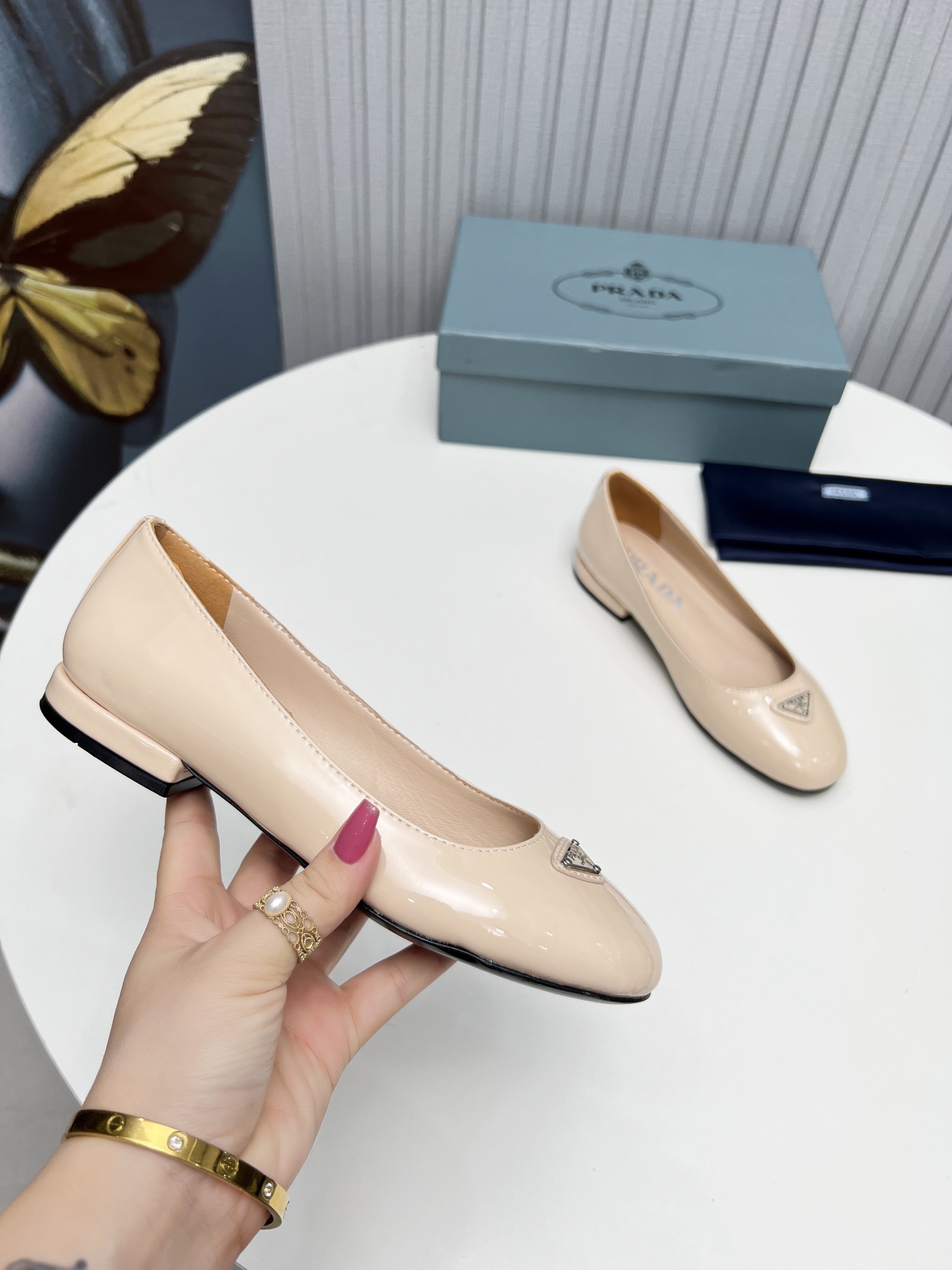 Pra*a Patent Ballerinas Pink For Women