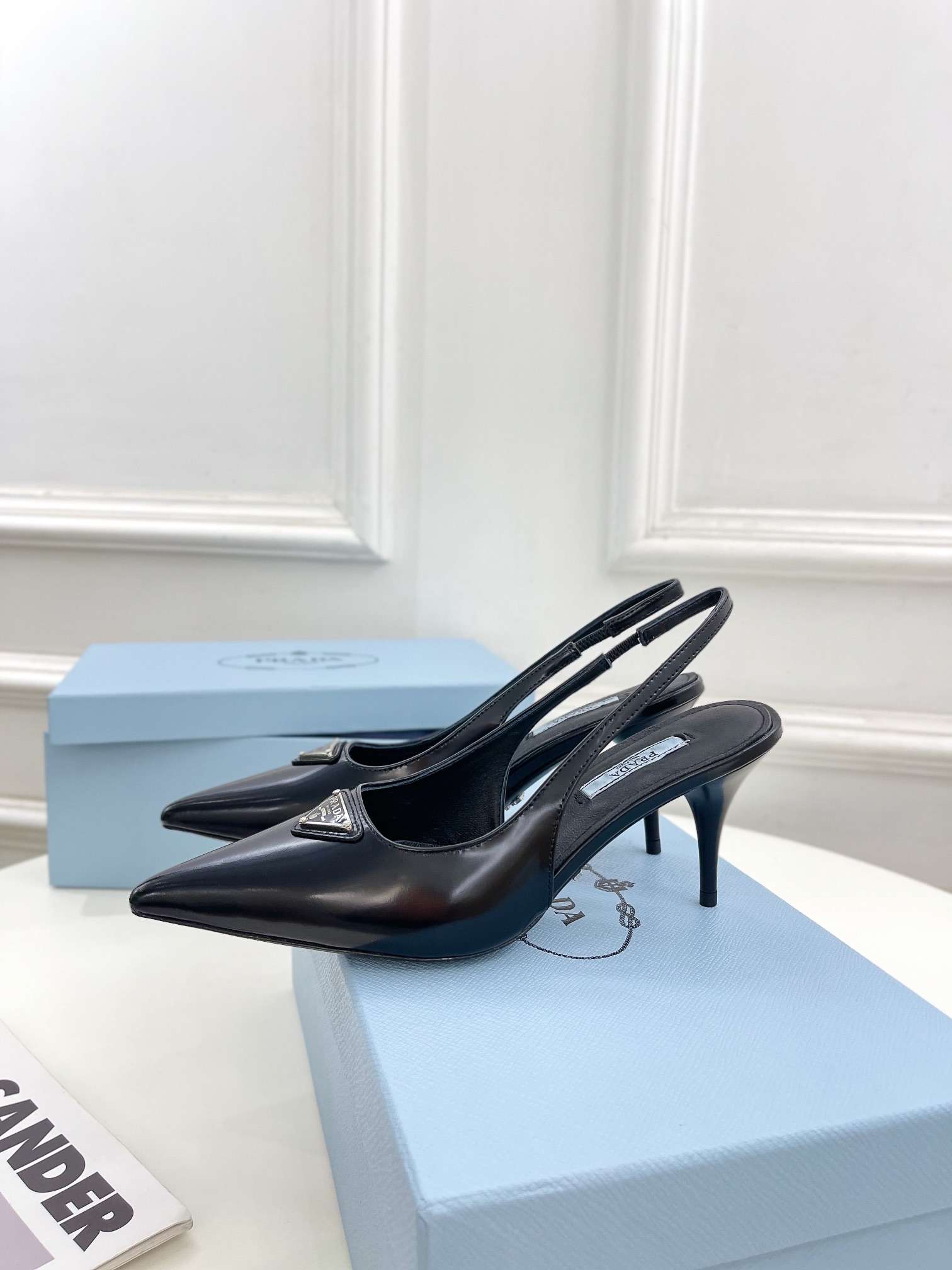 Pra*a Slingback Spike Pumps Black For Women