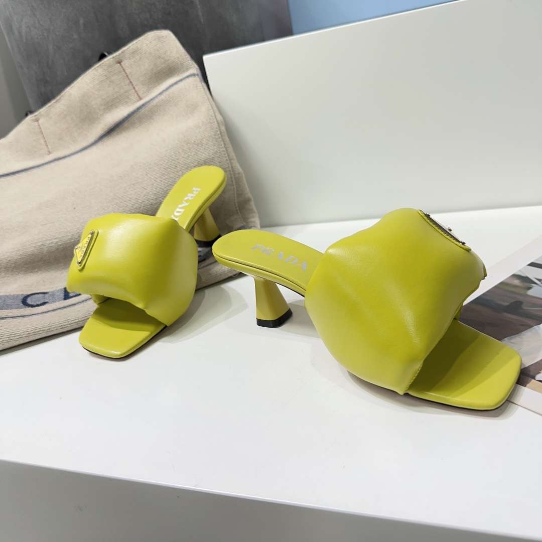 Pra*a Soft Padded Nappa Sandals Yellow For Women
