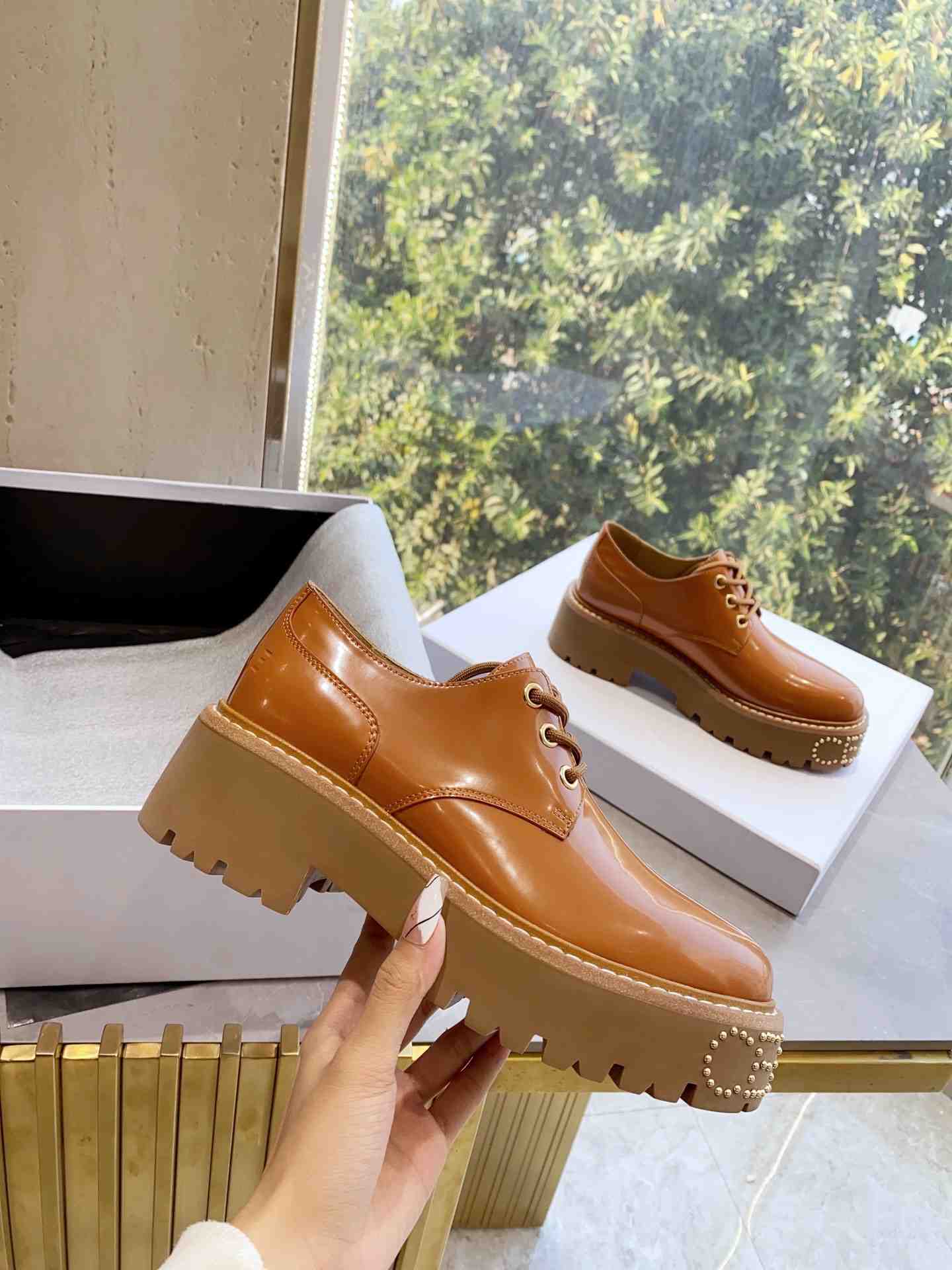Ce1i*e Bulky Derby With Studded Outsole Brown For Women