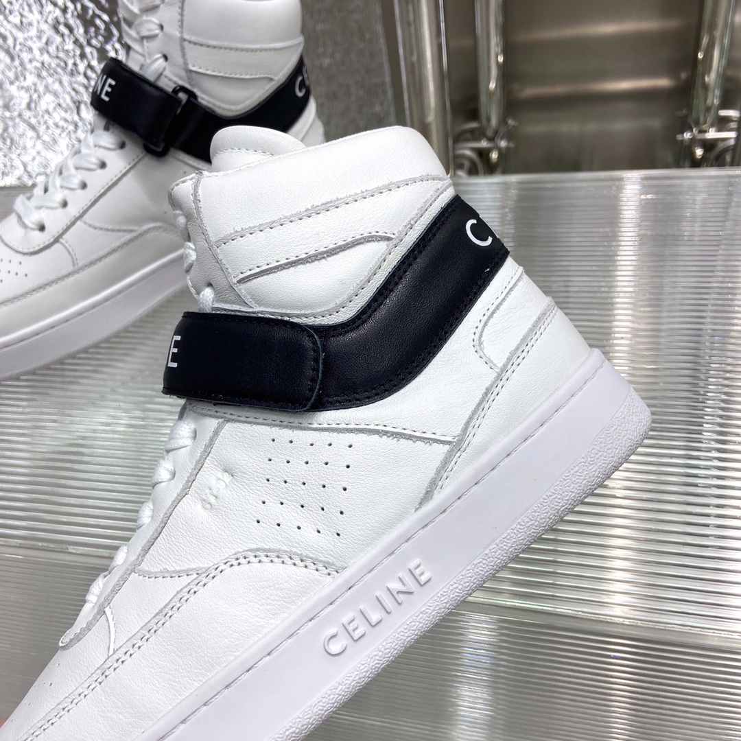 Ce1i*e Trainer High Sneaker With Scratch White And Black For Women