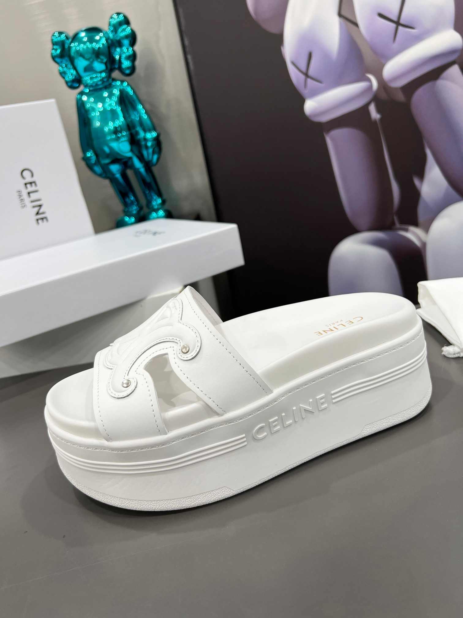 Ce1i*e Triomphe Block Slide White For Women