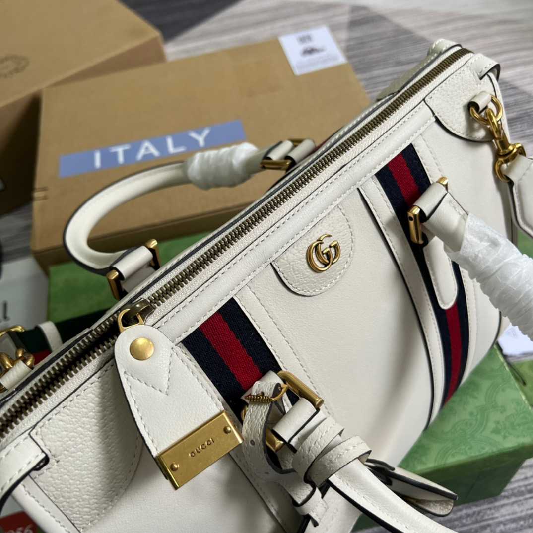Gvc*1 Double G-Detailed Smooth Medium Handbag White For Men 13.3 in/ 34 cm