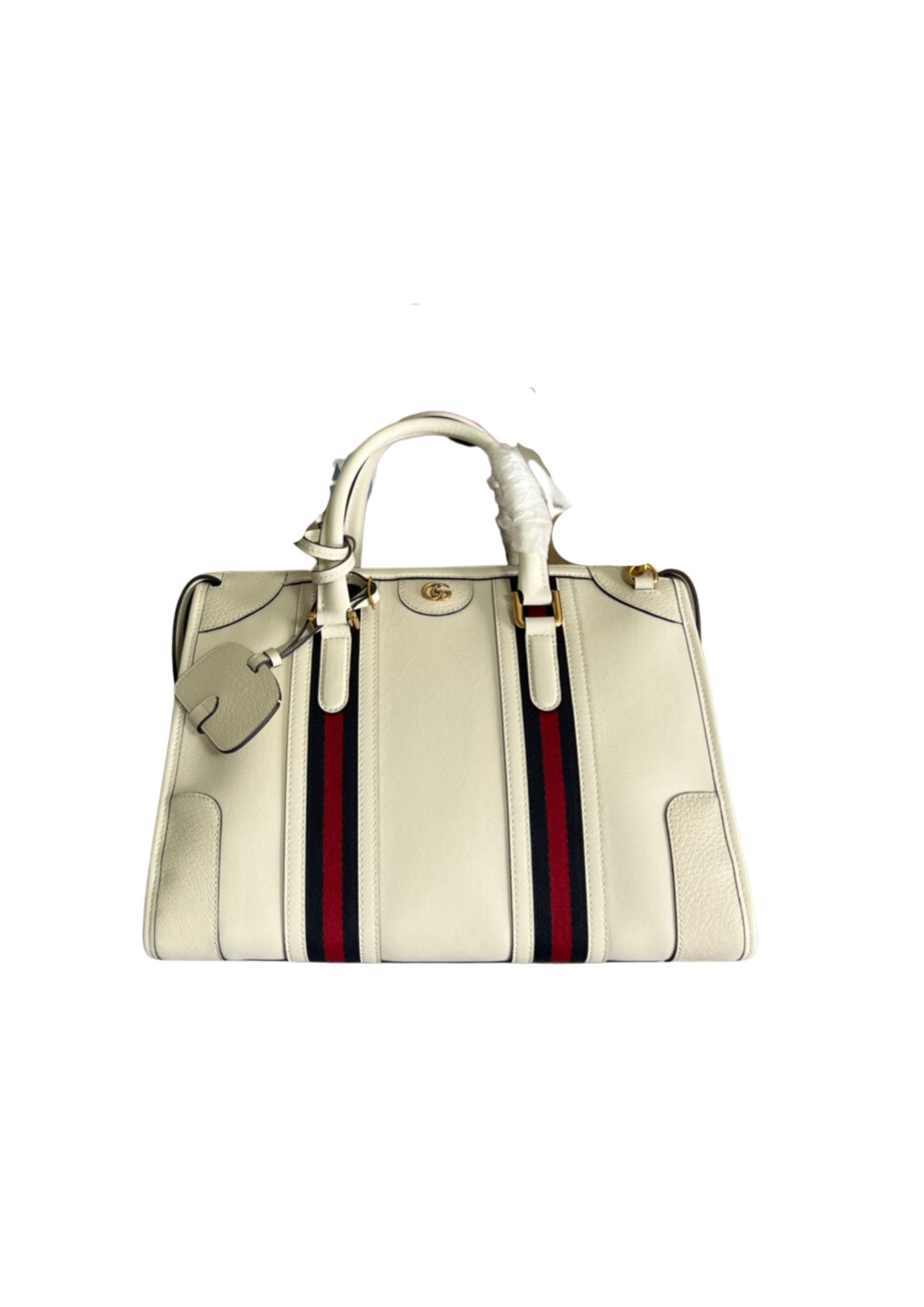 Gvc*1 Double G-Detailed Smooth Medium Handbag White For Men 13.3 in/ 34 cm