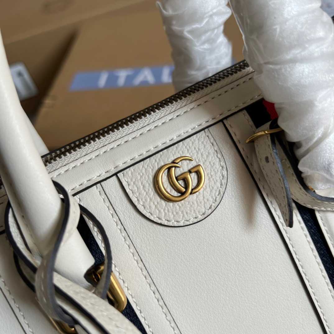 Gvc*1 Double G-Detailed Smooth Small Handbag White/Grey/Brown For Men 10.6 in/ 27 cm