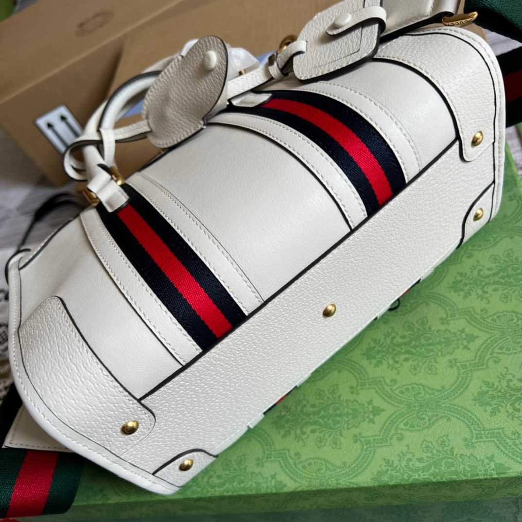 Gvc*1 Double G-Detailed Smooth Small Handbag White/Grey/Brown For Men 10.6 in/ 27 cm