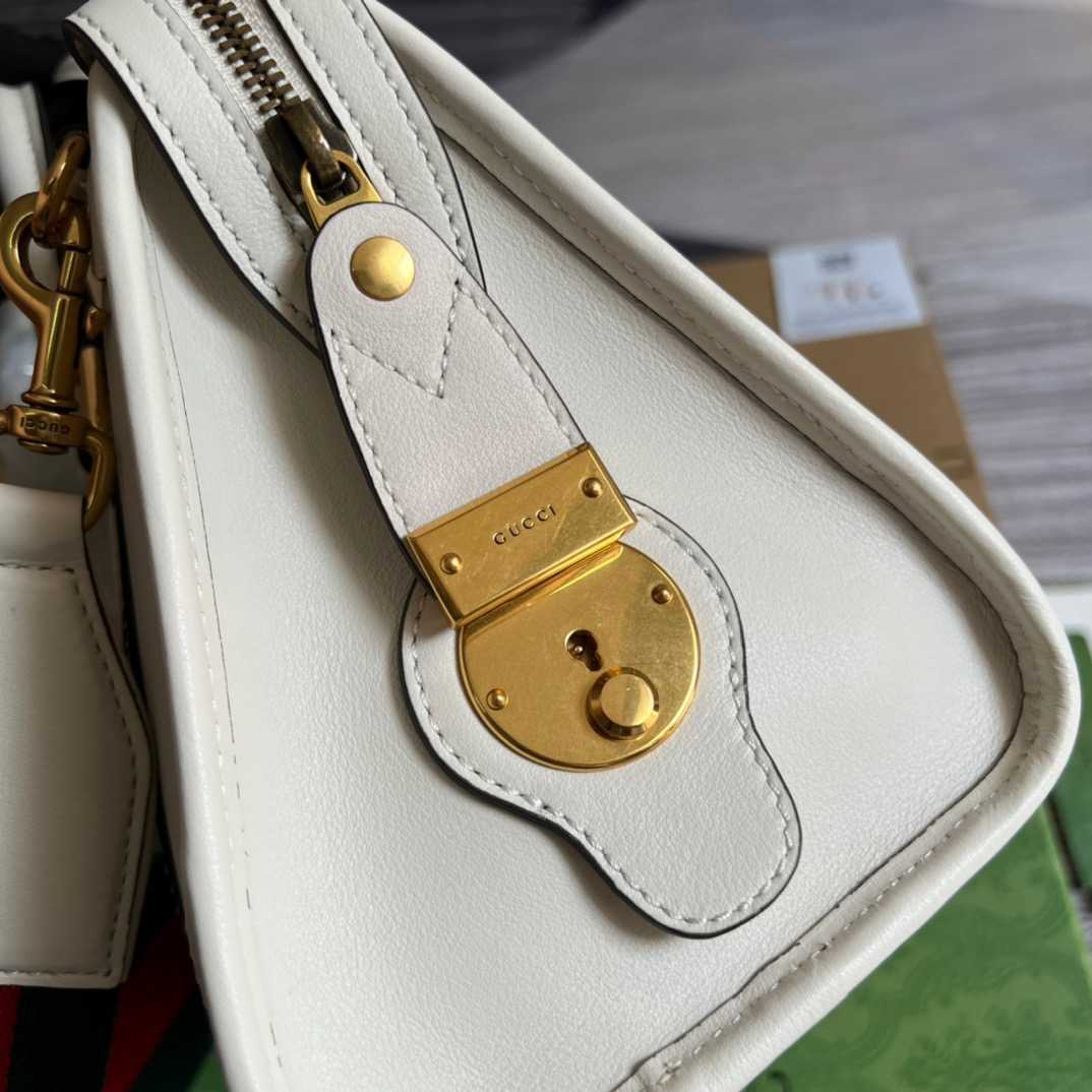 Gvc*1 Double G-Detailed Smooth Small Handbag White/Grey/Brown For Men 10.6 in/ 27 cm