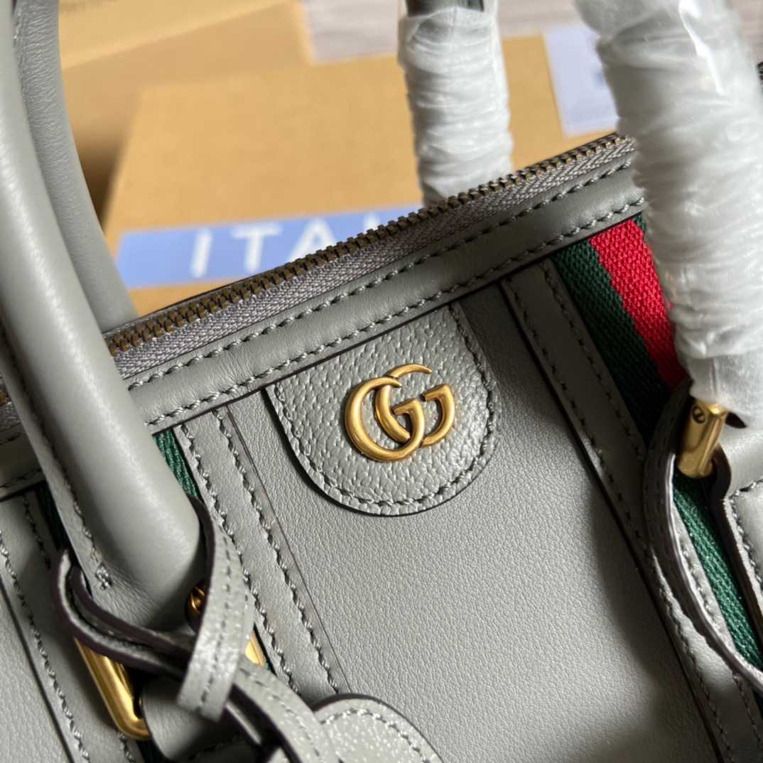 Gvc*1 Double G-Detailed Smooth Small Handbag White/Grey/Brown For Men 10.6 in/ 27 cm