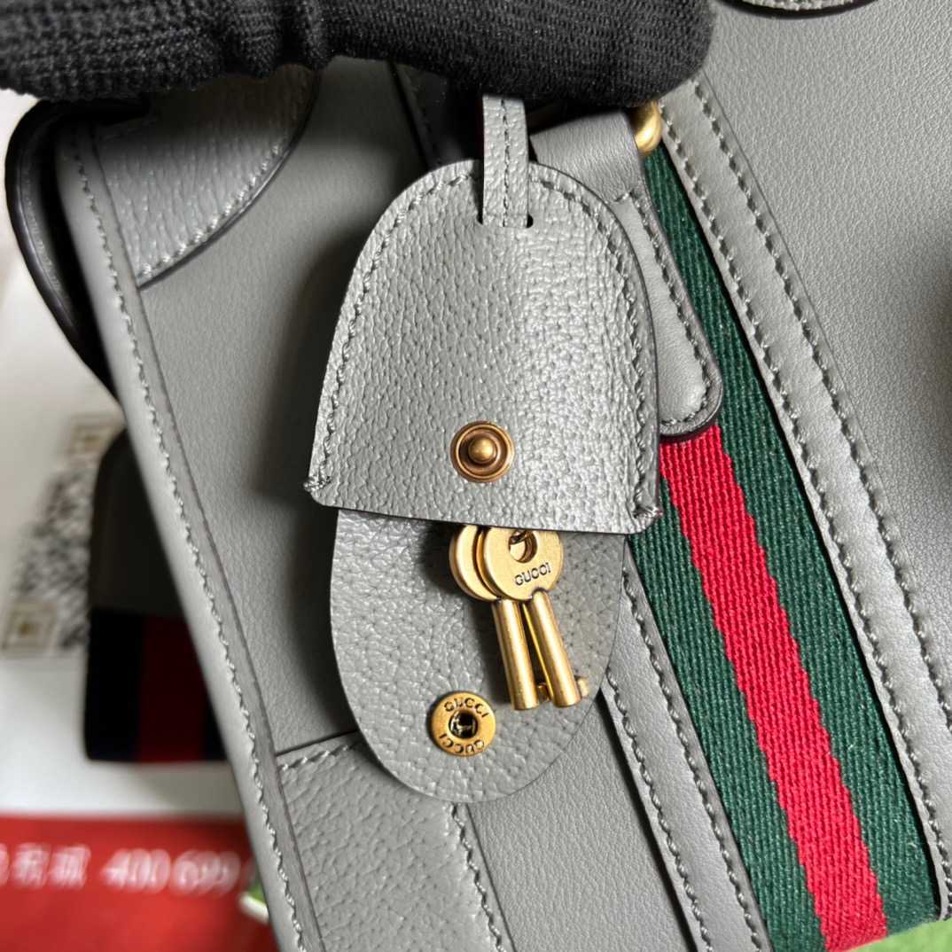 Gvc*1 Double G-Detailed Smooth Small Handbag White/Grey/Brown For Men 10.6 in/ 27 cm