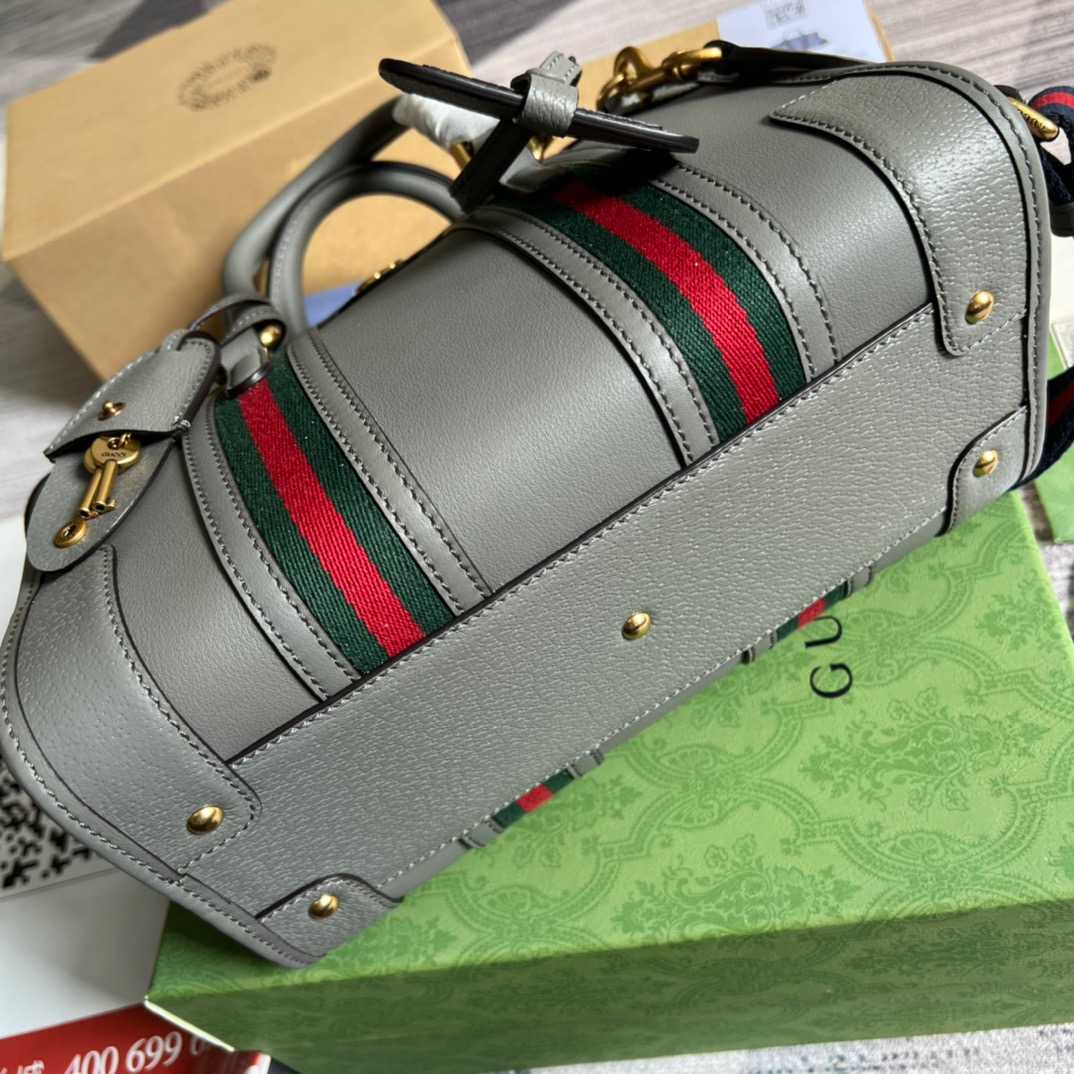 Gvc*1 Double G-Detailed Smooth Small Handbag White/Grey/Brown For Men 10.6 in/ 27 cm