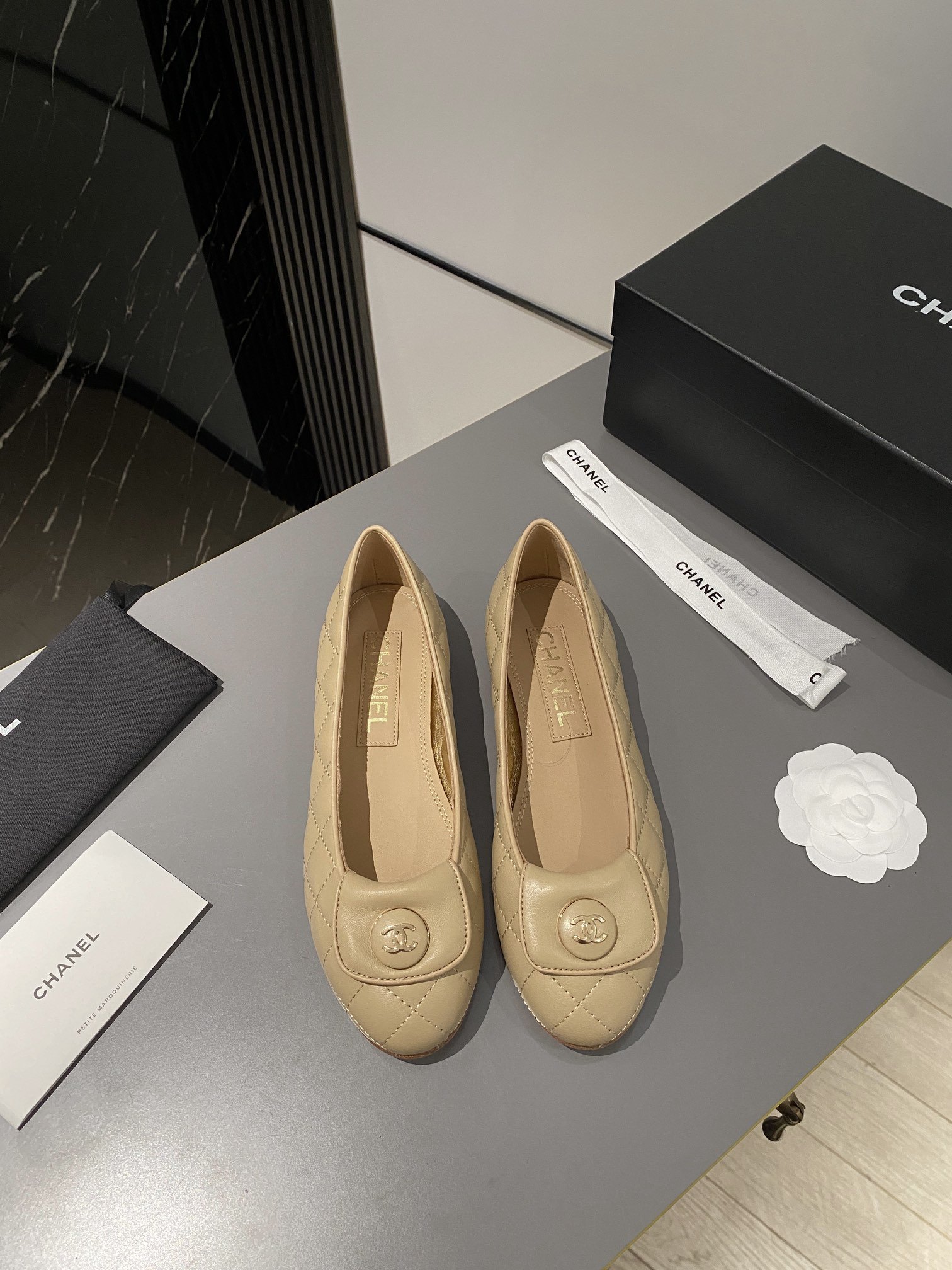 Ch**el Ballet Flats Beige For Women