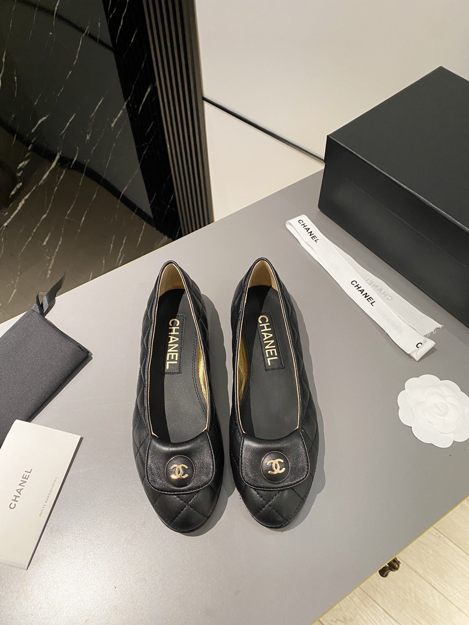 Ch**el Ballet Flats Black For Women