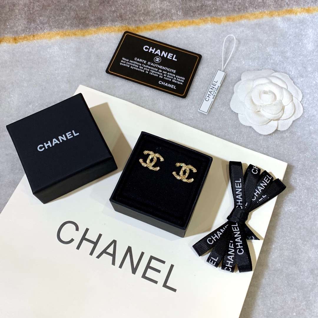 Ch**el Double C Earrings Gold For Women