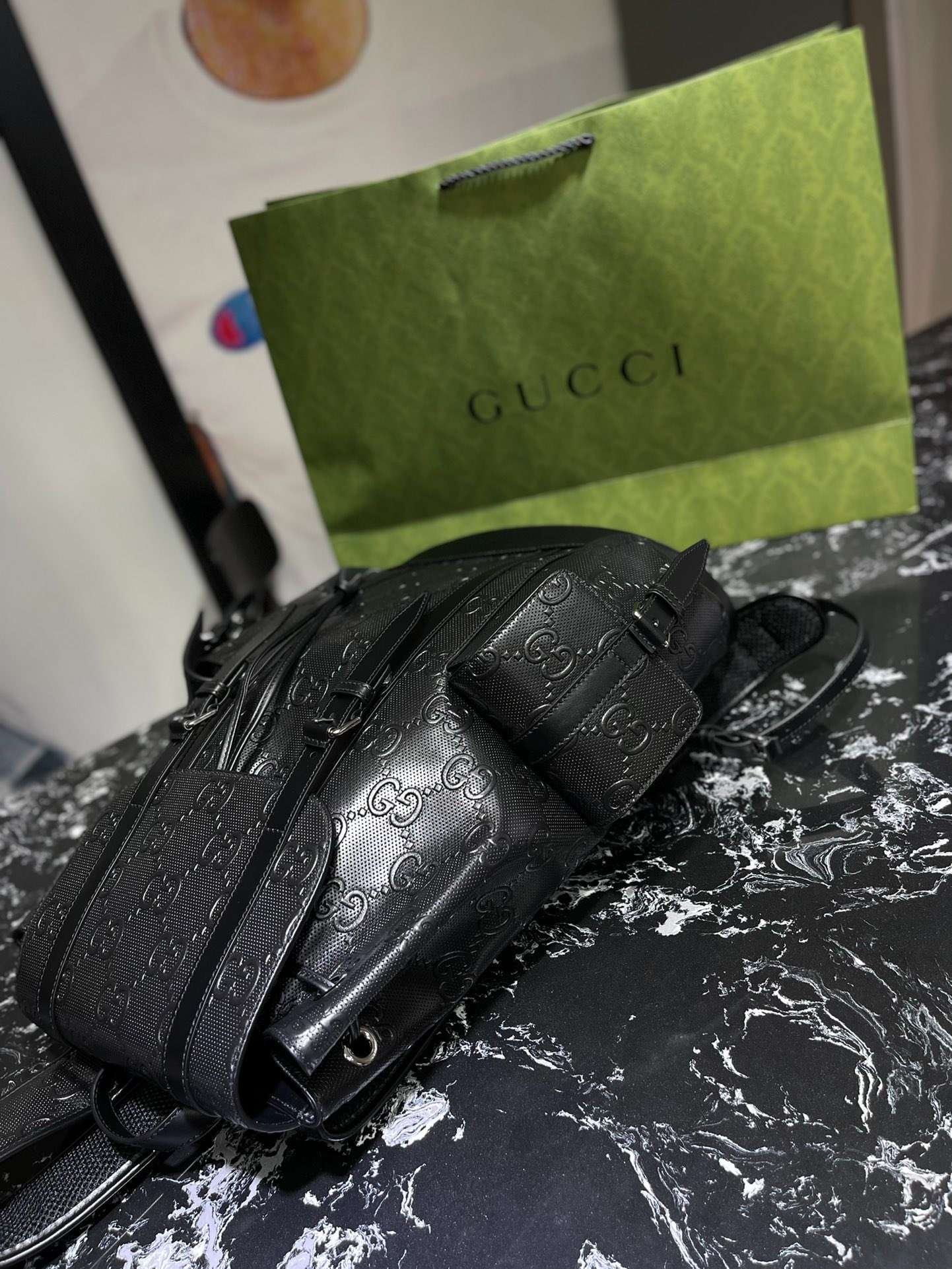 Gvc*1 Embossed Backpack GG Black For Men 41cm / 16.1in 625770 1W3BN 1000