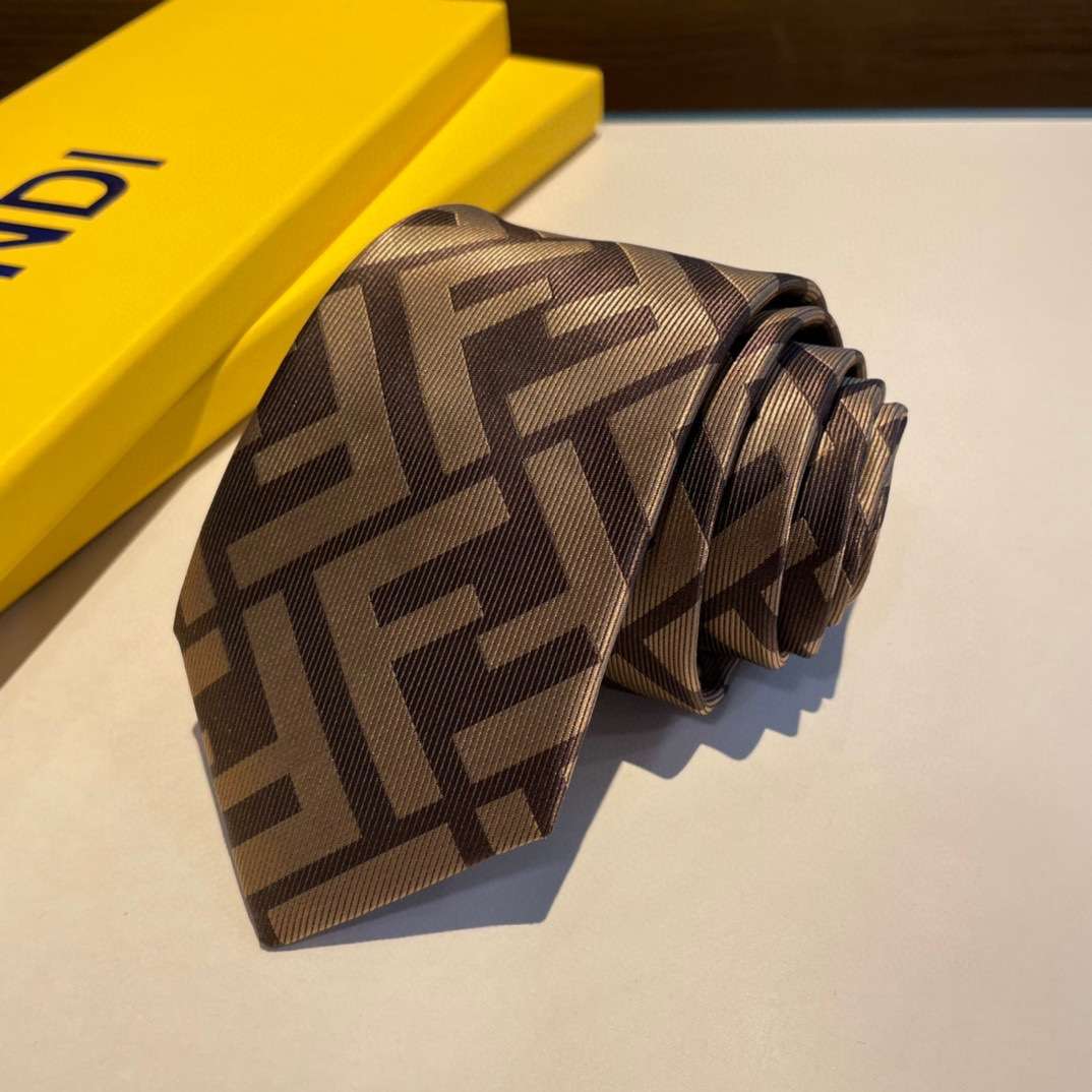 F**di Tie Silk Necktie Brown For Men FXC023A003F13D6