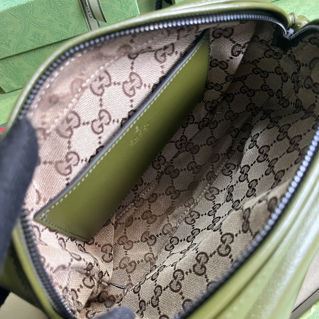 Gvc*1 Shoulder Tonal Double G Bag Green Khaki/Black For Men 23.3cm/9.2in 725696 AABDH 3353