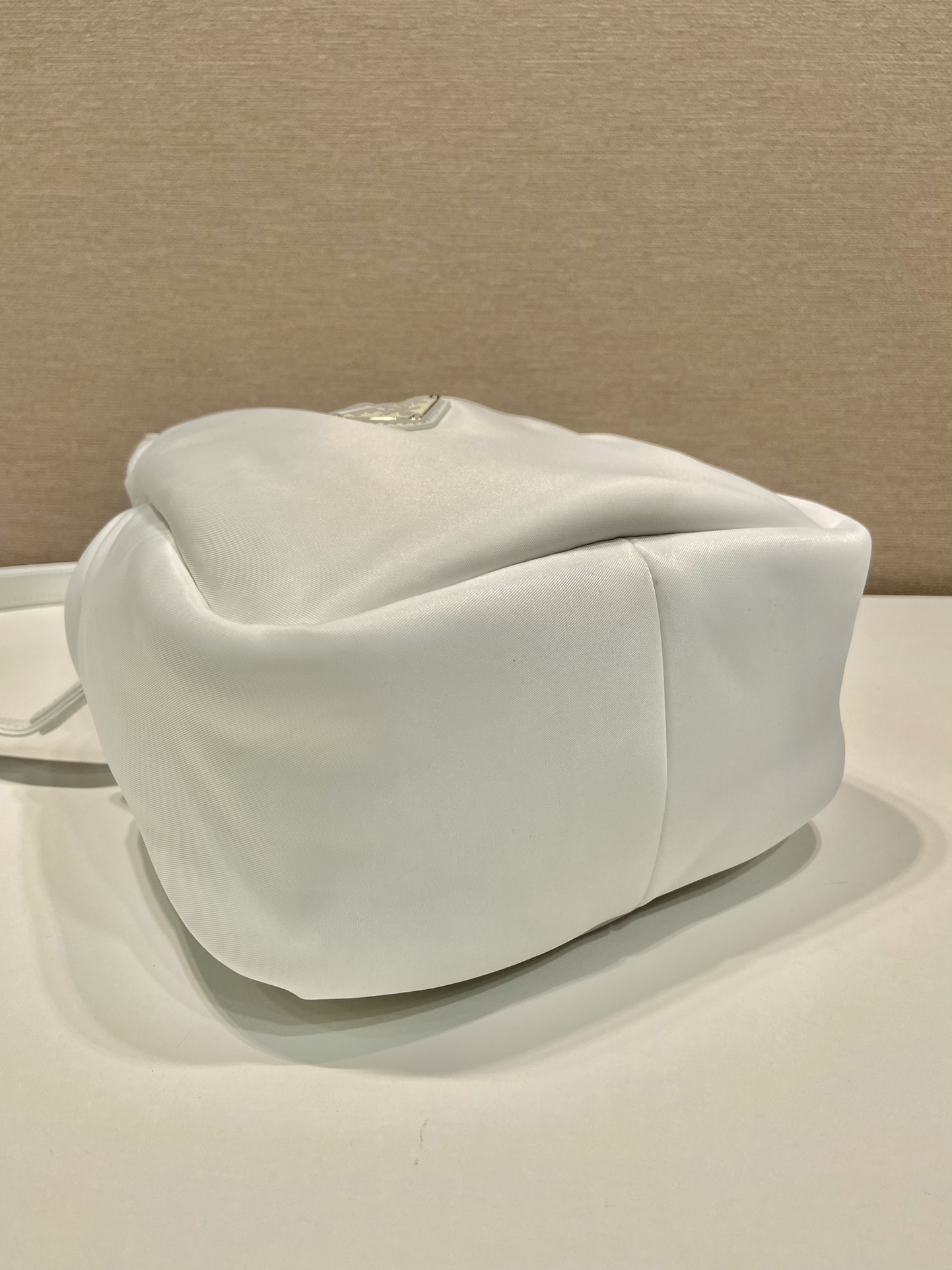 Pra*a Soft Padded Re-Nylon Mini-Bag White/Pink/Beige For Women 7.1in/18cm 1BA359_RCCJ_F0009_V_OVM