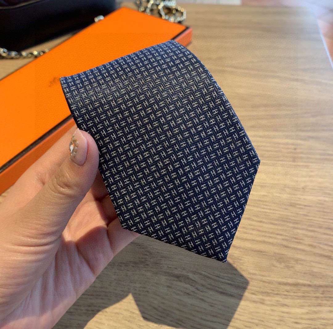 H**me5 Tie 7 Faconnee New H Navy Blue For Men