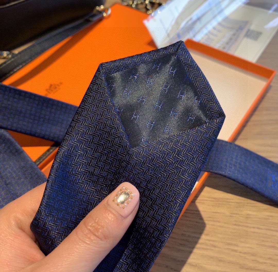 H**me5 Tie 7 Faconnee New H Navy Blue For Men