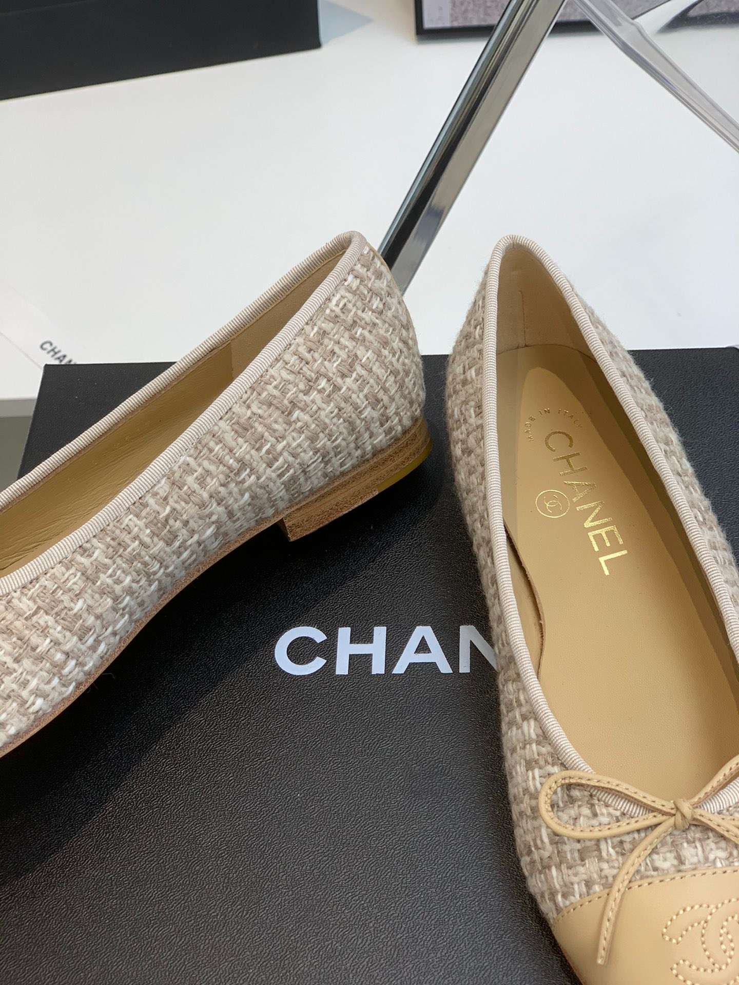 Ch**el Ballet Flats Beige For Women