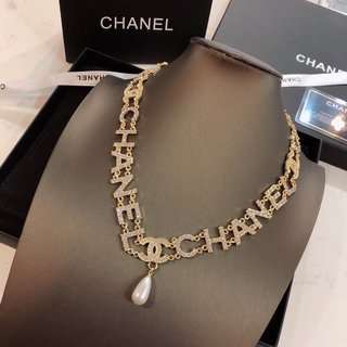 Ch**el CC Crystal Pearl Drop Earrings Gold For Women