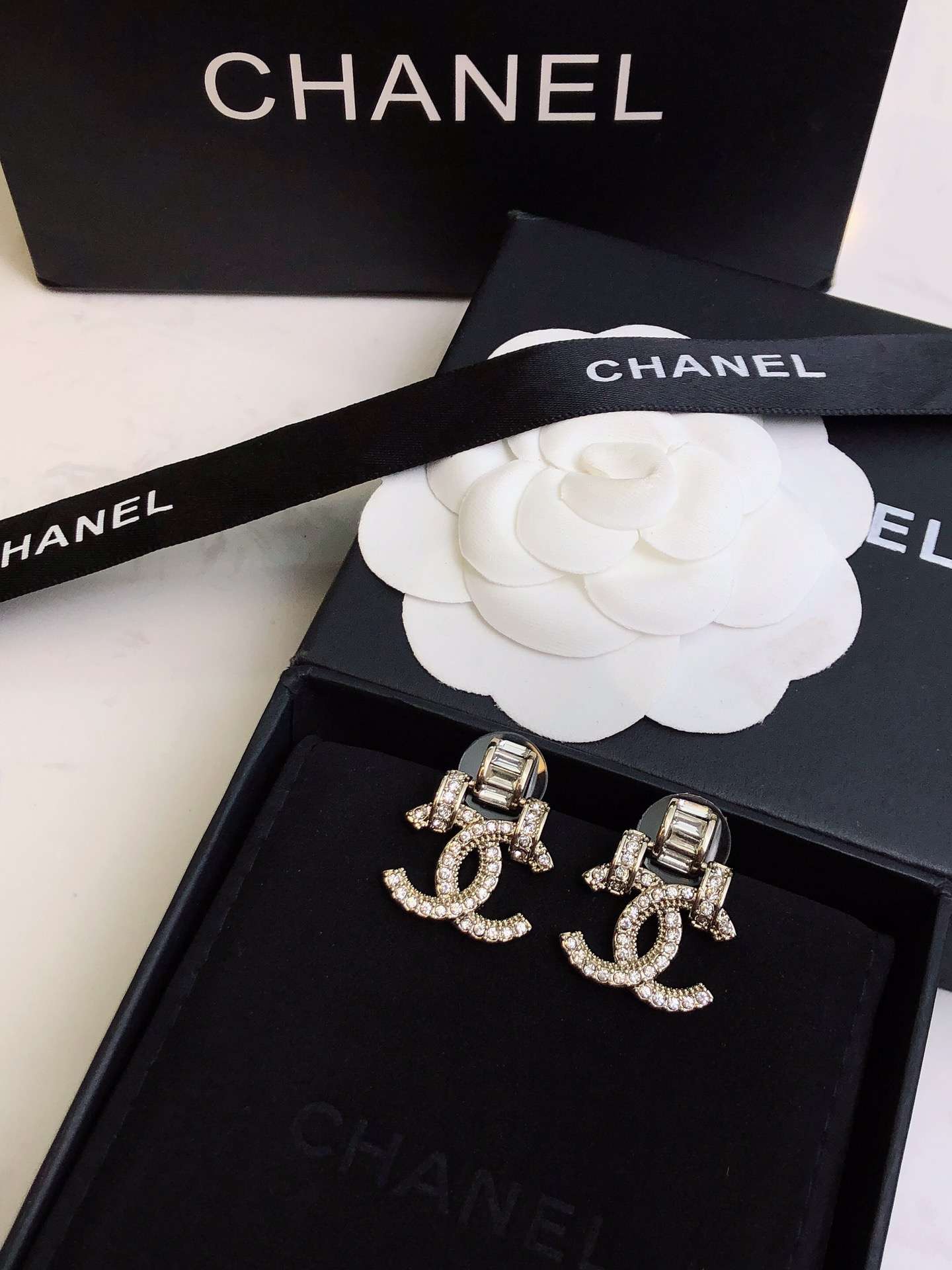 Ch**el Double C Earrings Gold For Women