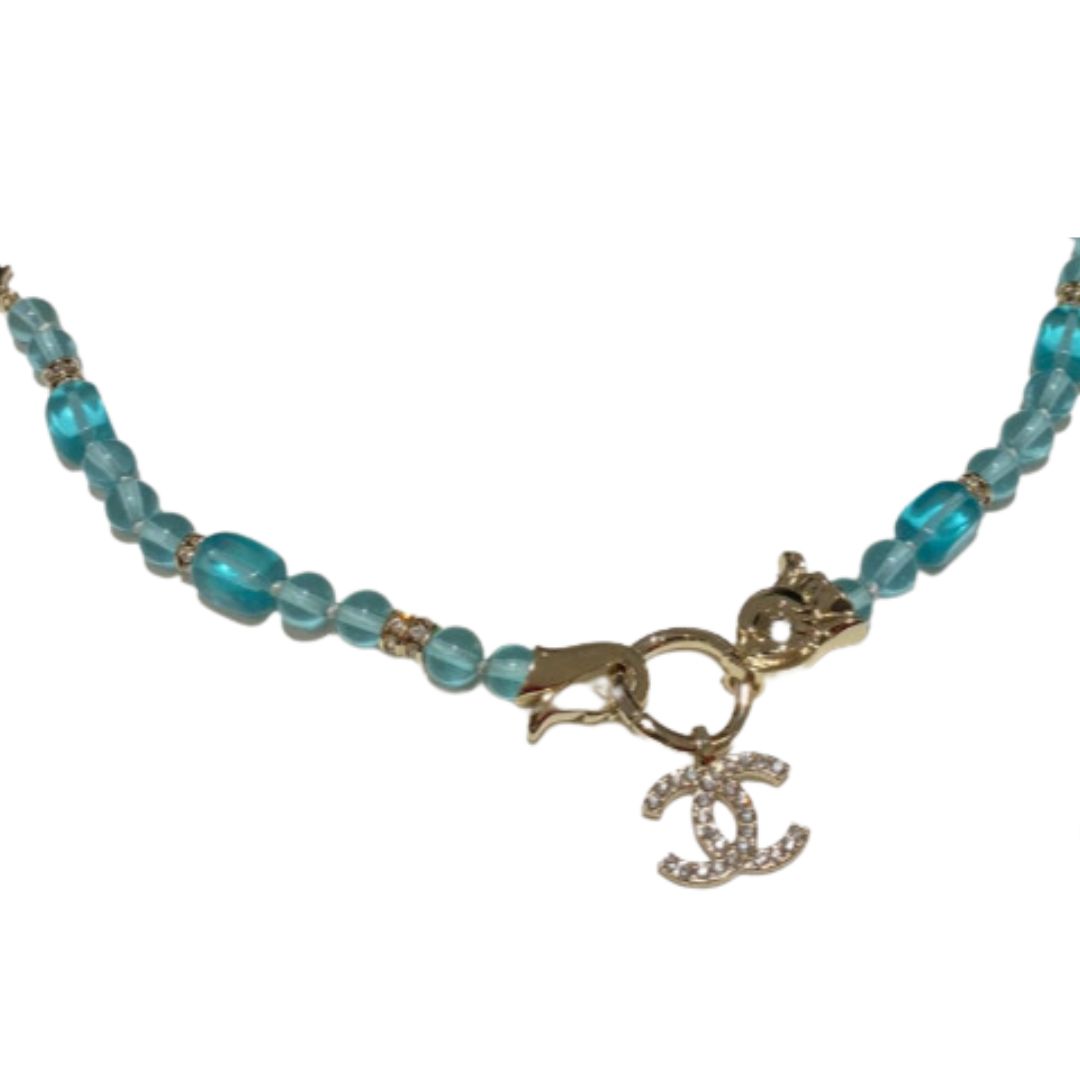 Ch**el Double C-Shaped Necklace Jade Green For Women