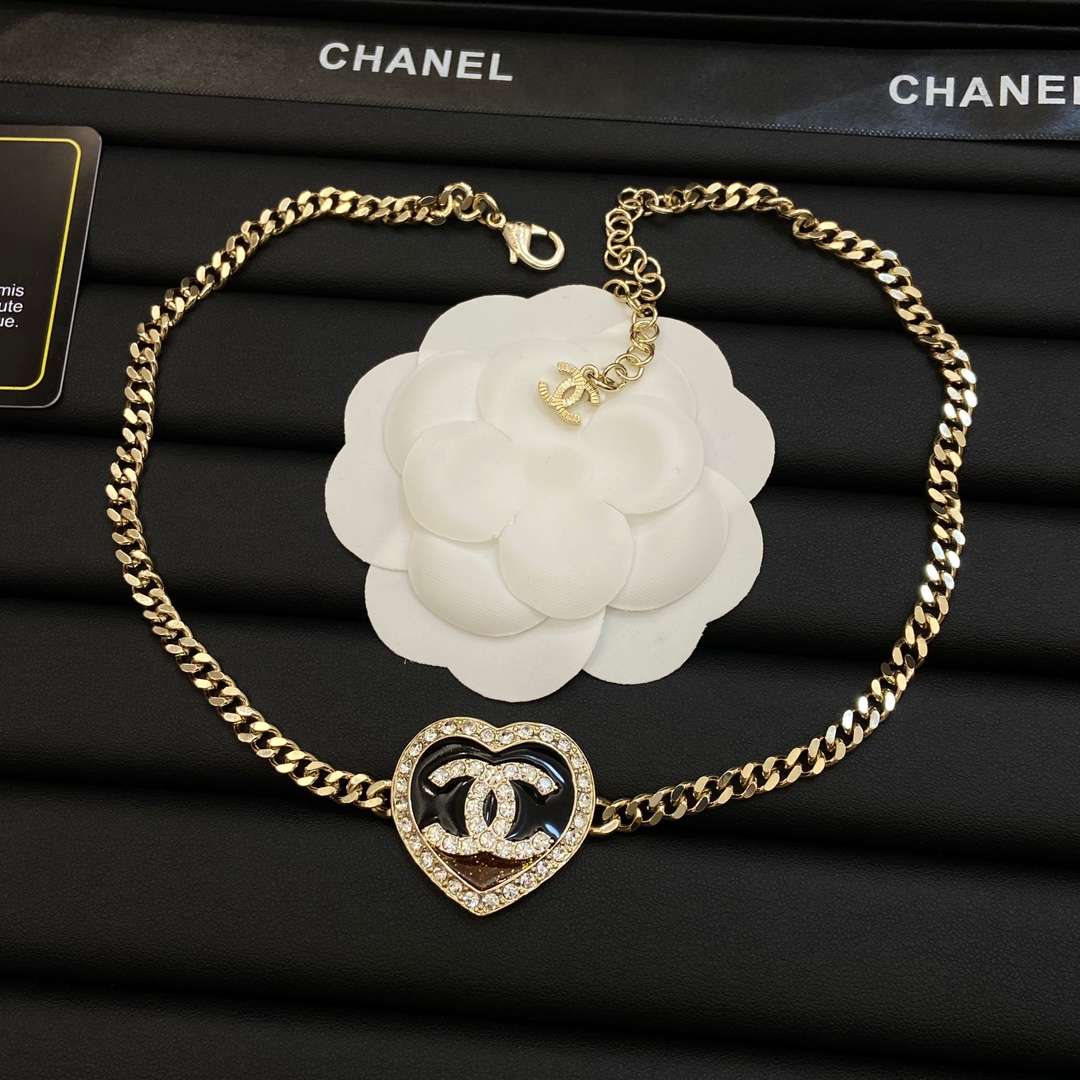 Ch**el Heart Necklace Gold For Women