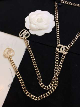 Ch**el Pearl Heart Necklace Gold For Women