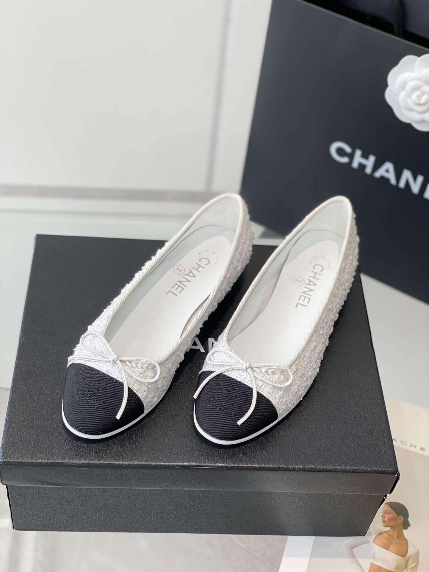 Ch**el Ballet Flats White For Women