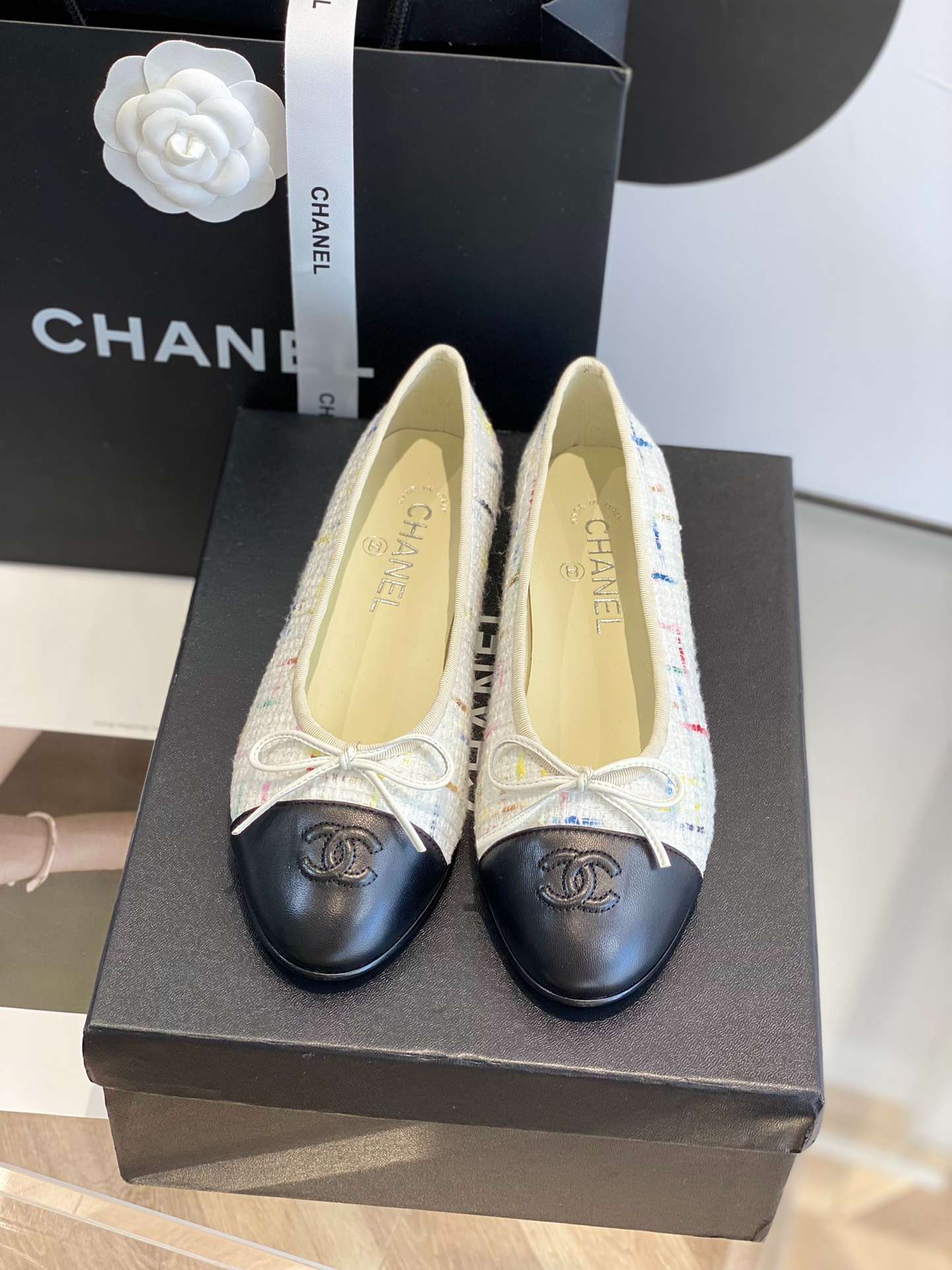 Ch**el Ballet Flats White For Women