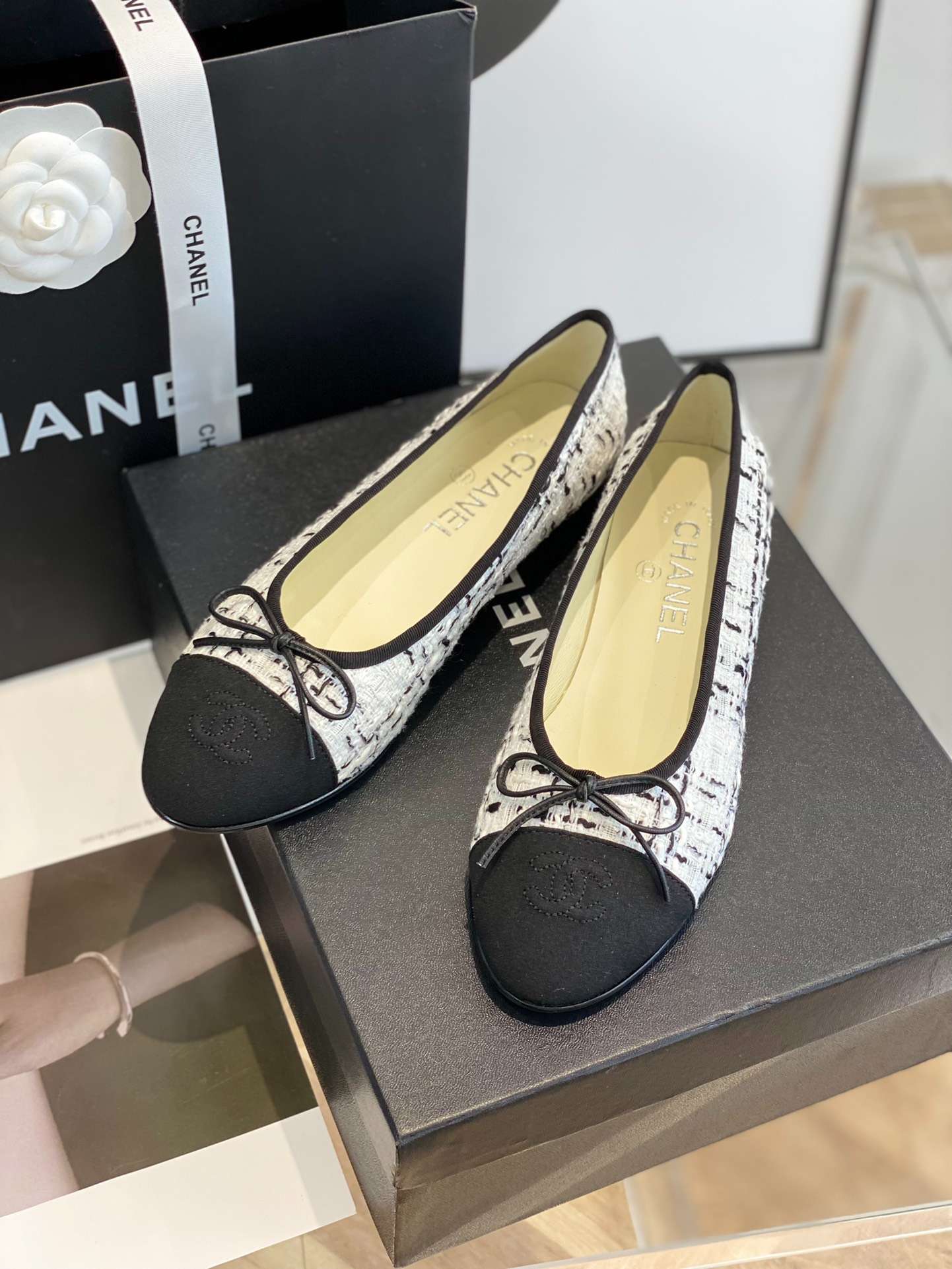 Ch**el Ballet Flats White For Women