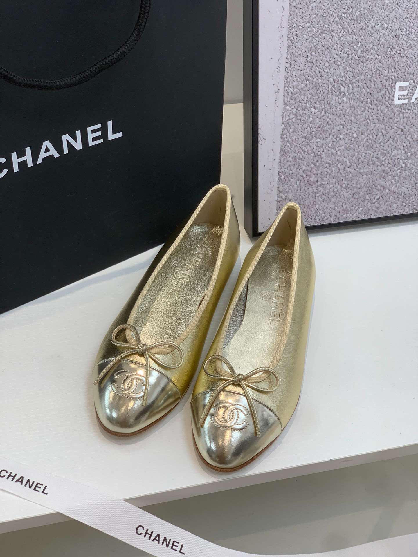 Ch**el Ballet Flats Gold For Women