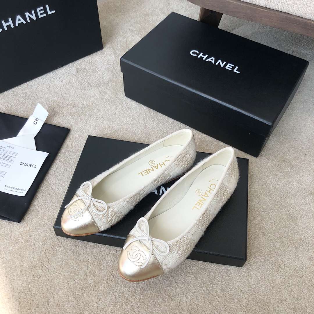 Ch**el Ballet Flats White For Women